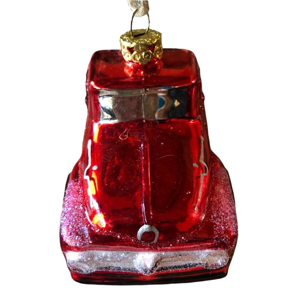 Red Old School Truck with Fresh Cut Christmas Tree Christmas Ornament - Picture 2 of 6